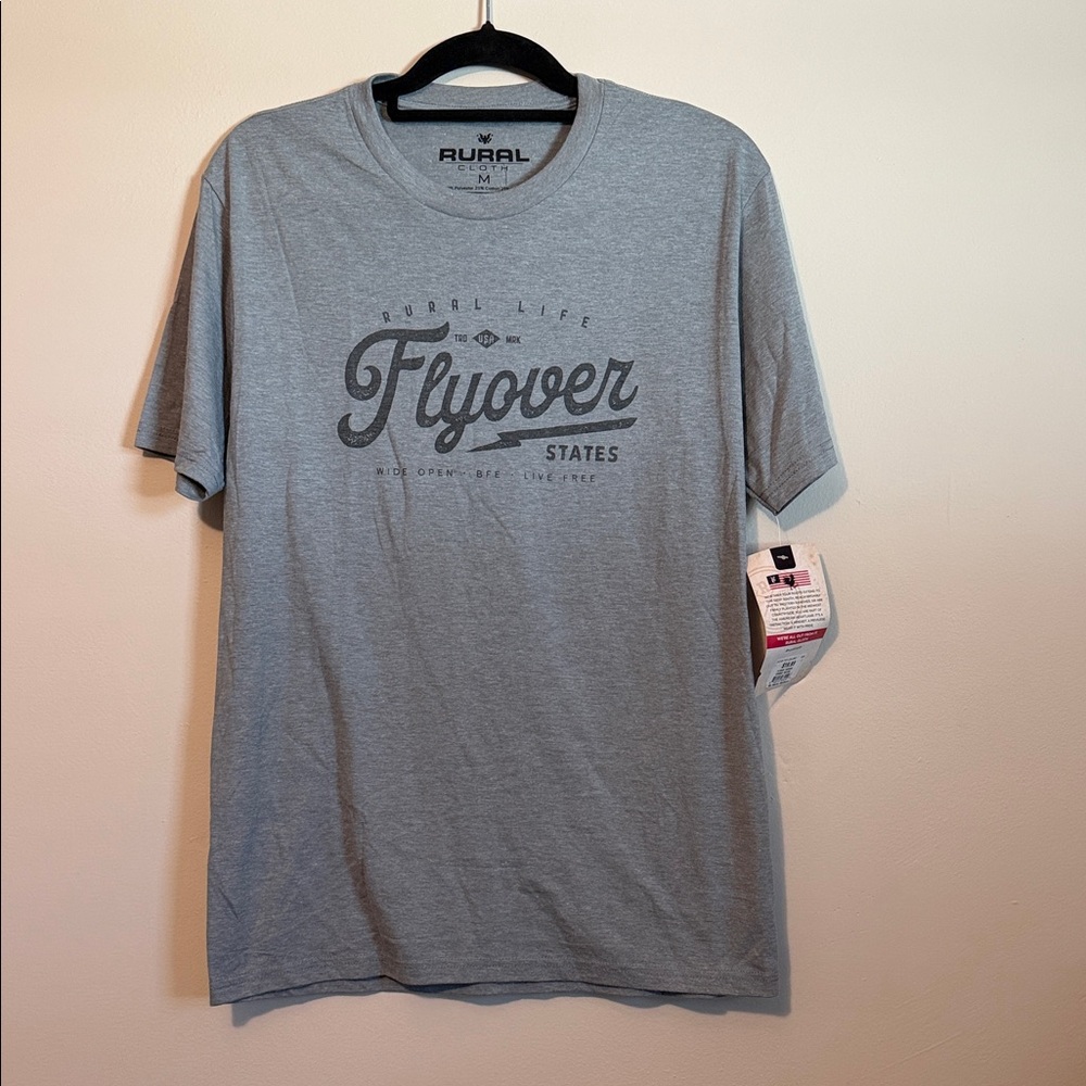 Flyover States Grey Graphic Tee, Men size medium available by Rural Cloth NWT